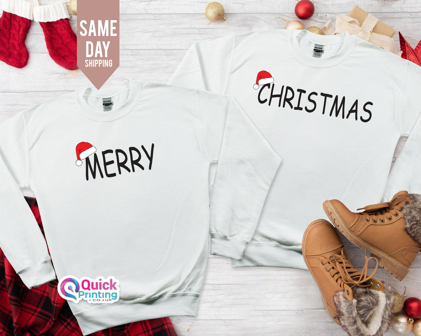Matching Christmas Couple Sweatshirt: Custom Reindeer Family Jumpers