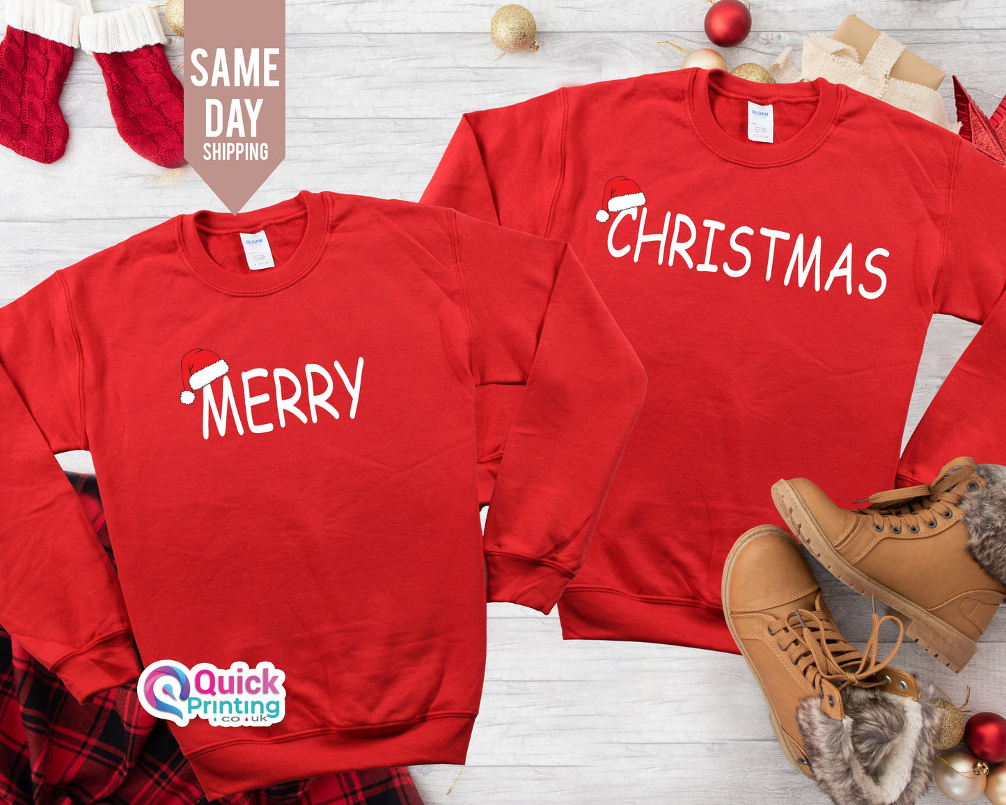 Matching Christmas Couple Sweatshirt: Custom Reindeer Family Jumpers