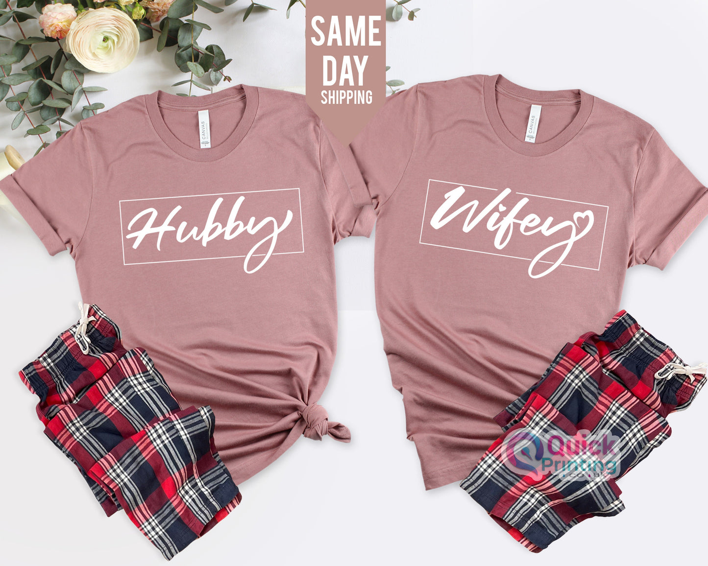 Hubby Wifey Matching Shirts: Valentine's Day Couple T-Shirts