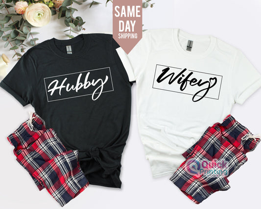 Hubby Wifey Matching Shirts: Valentine's Day Couple T-Shirts