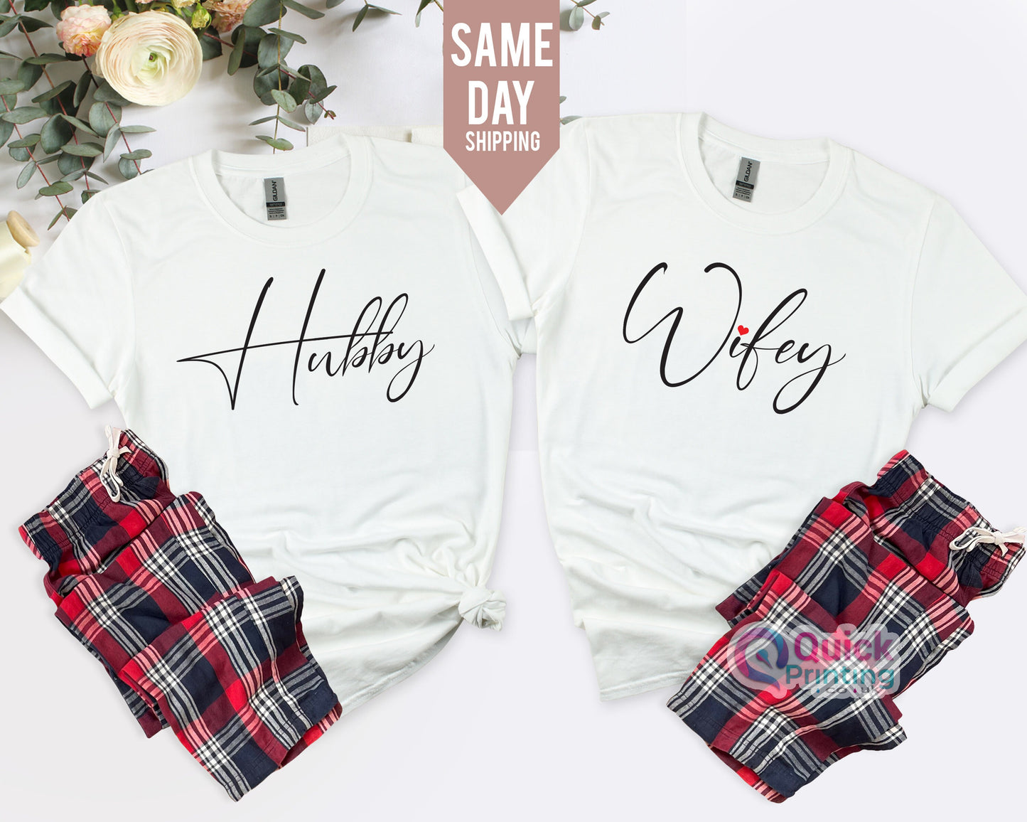 Hubby Wifey Matching Valentine Couple Shirts, Custom Year Wifey Hubby, Girlfriend Gift Unisex Wedding Gift Husband Crewneck, Couple Tshirt