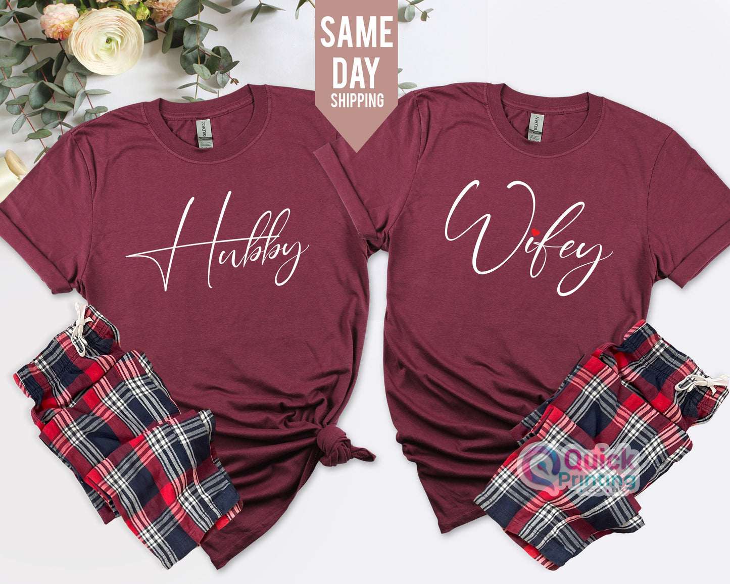 Hubby Wifey Matching Valentine Couple Shirts, Custom Year Wifey Hubby, Girlfriend Gift Unisex Wedding Gift Husband Crewneck, Couple Tshirt