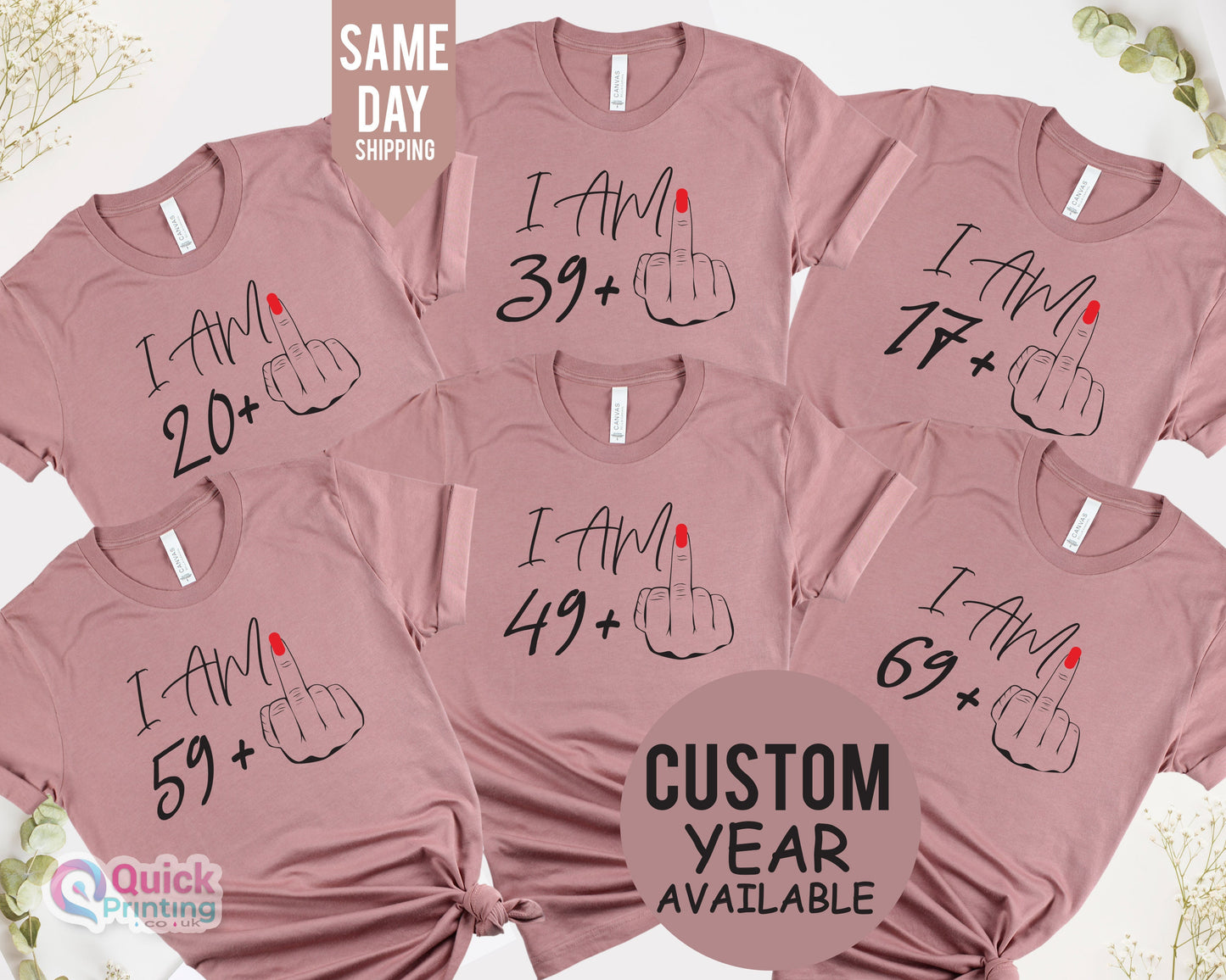 Custom Birthday T-Shirt: Funny Middle Finger Tee, 30th 40th Birthday