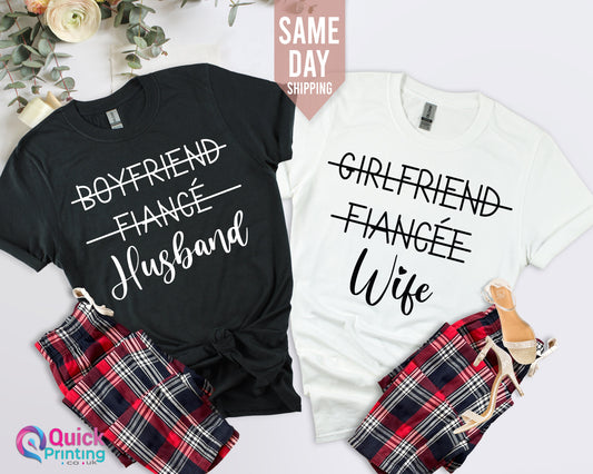 Matching Couple T-Shirts: Engagement Gift, Husband Wife Shirts