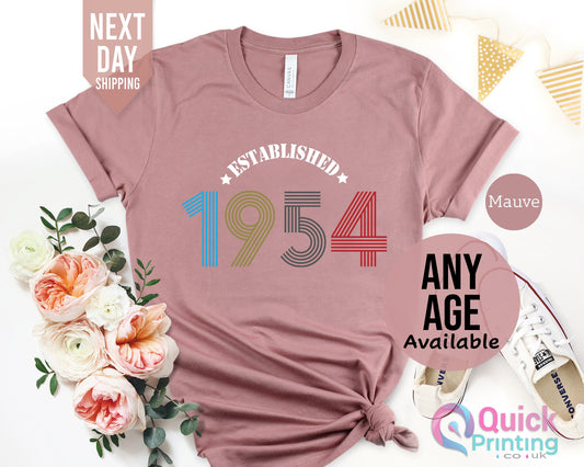 70th Birthday Tshirt, Vintage Birthday Shirt 2024, 70th Birthday Gifts for women, 1954 Birthday Ladies Tshirt , Birthday Gift for Mum