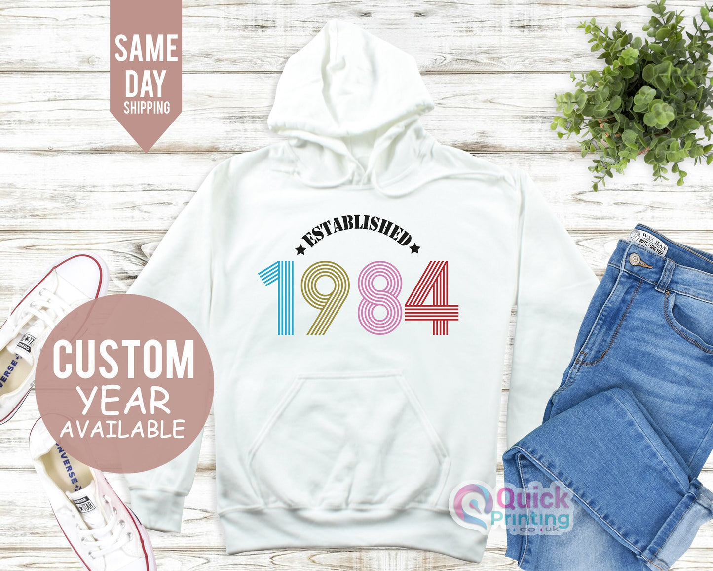 Established 1984 Birthday Hoodie, 40th Birthday Hoodies UK, 40th Birthday Gifts for Women Men, Personalised Birthday Gift for Dad Mum