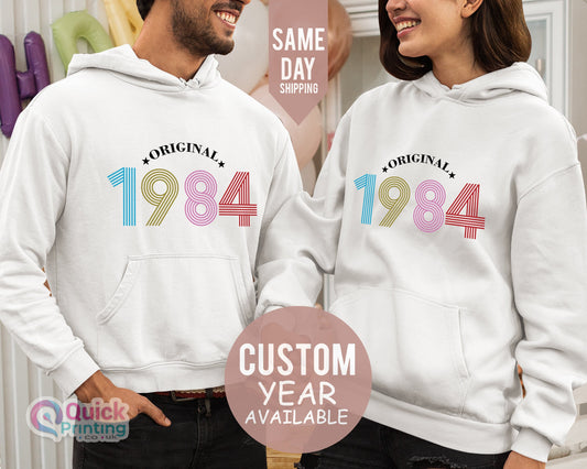 40th Birthday Gifts for Women Men, 40th Birthday Hoodies UK, Vintage Birthday 1984 Black Hoodie, Personalised Birthday Gift