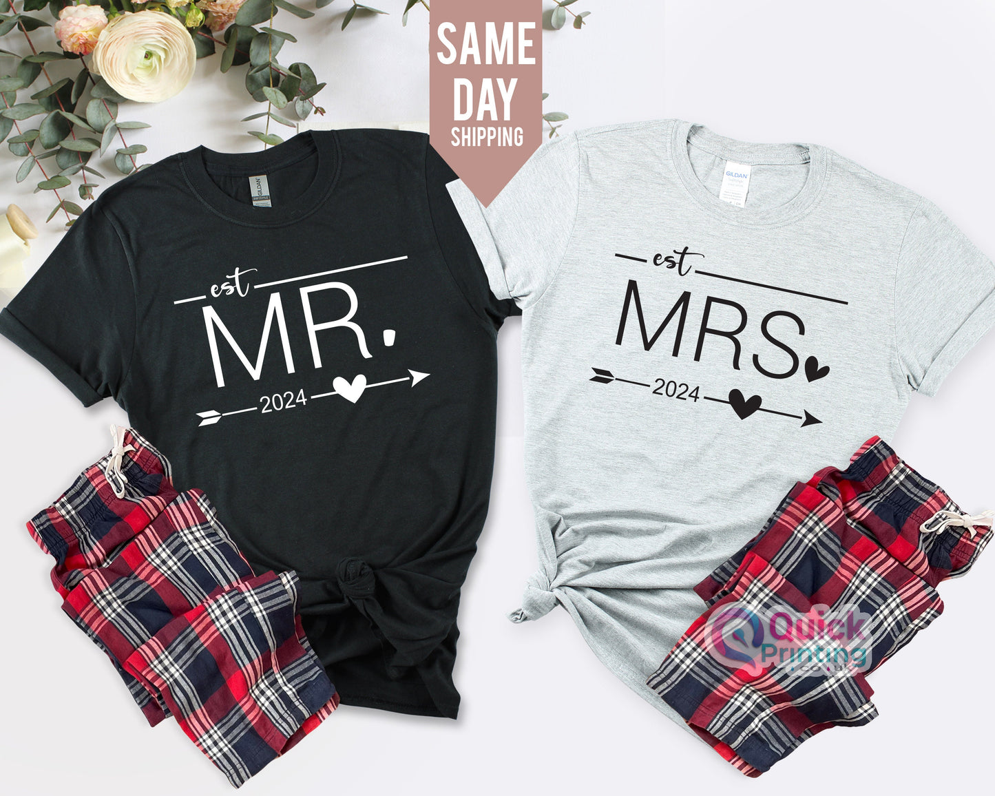 Mr. & Mrs. 2024 T-shirt: Newlywed Couple Matching Shirts