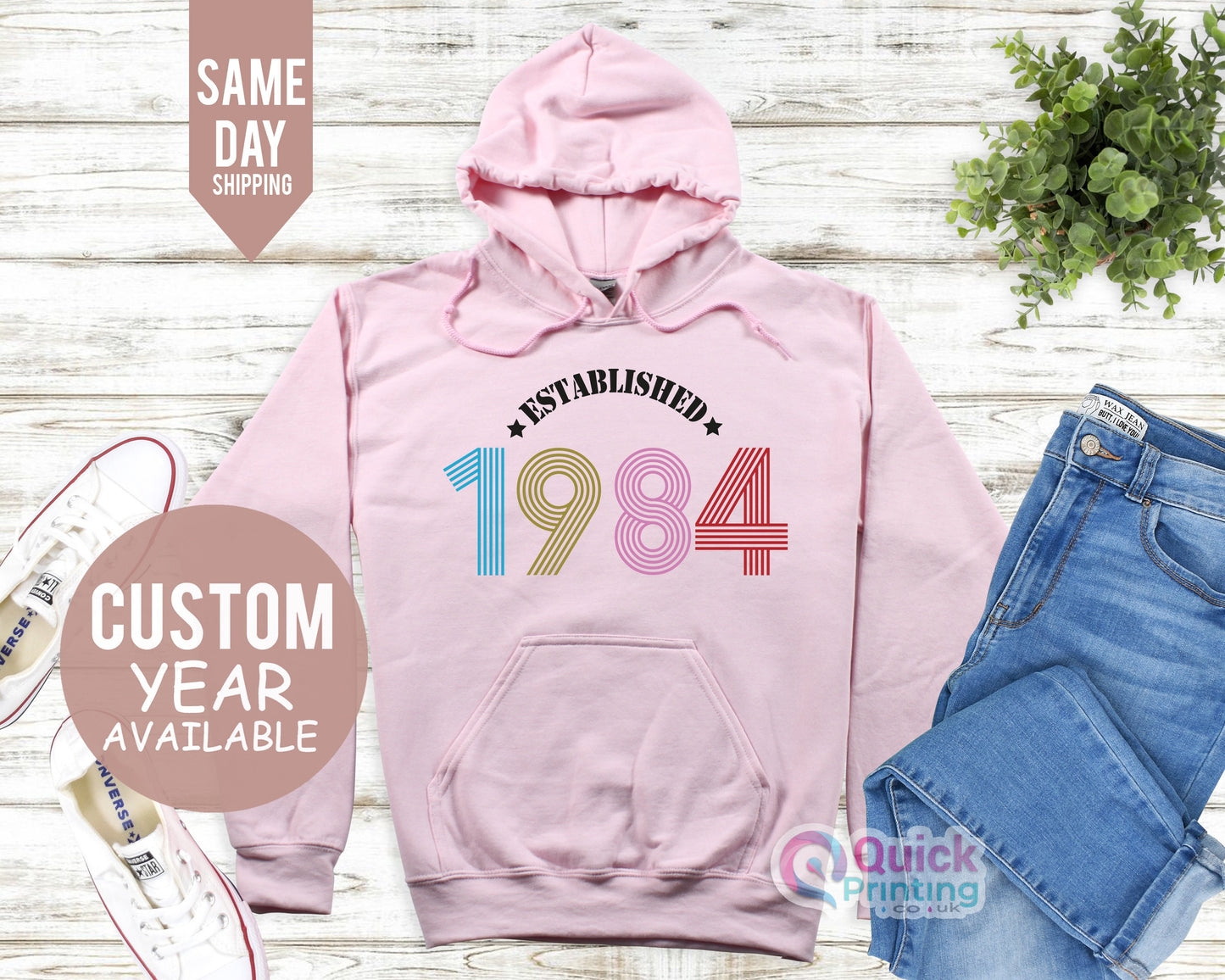Established 1984 Birthday Hoodie, 40th Birthday Hoodies UK, 40th Birthday Gifts for Women Men, Personalised Birthday Gift for Dad Mum