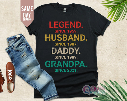 Legend Husband Daddy Papa Customized Tshirt, Funny Dad Birthday Gift For Men Father's Day Shirt, Personalized Gifts for Grandpa, Mans Tshirt