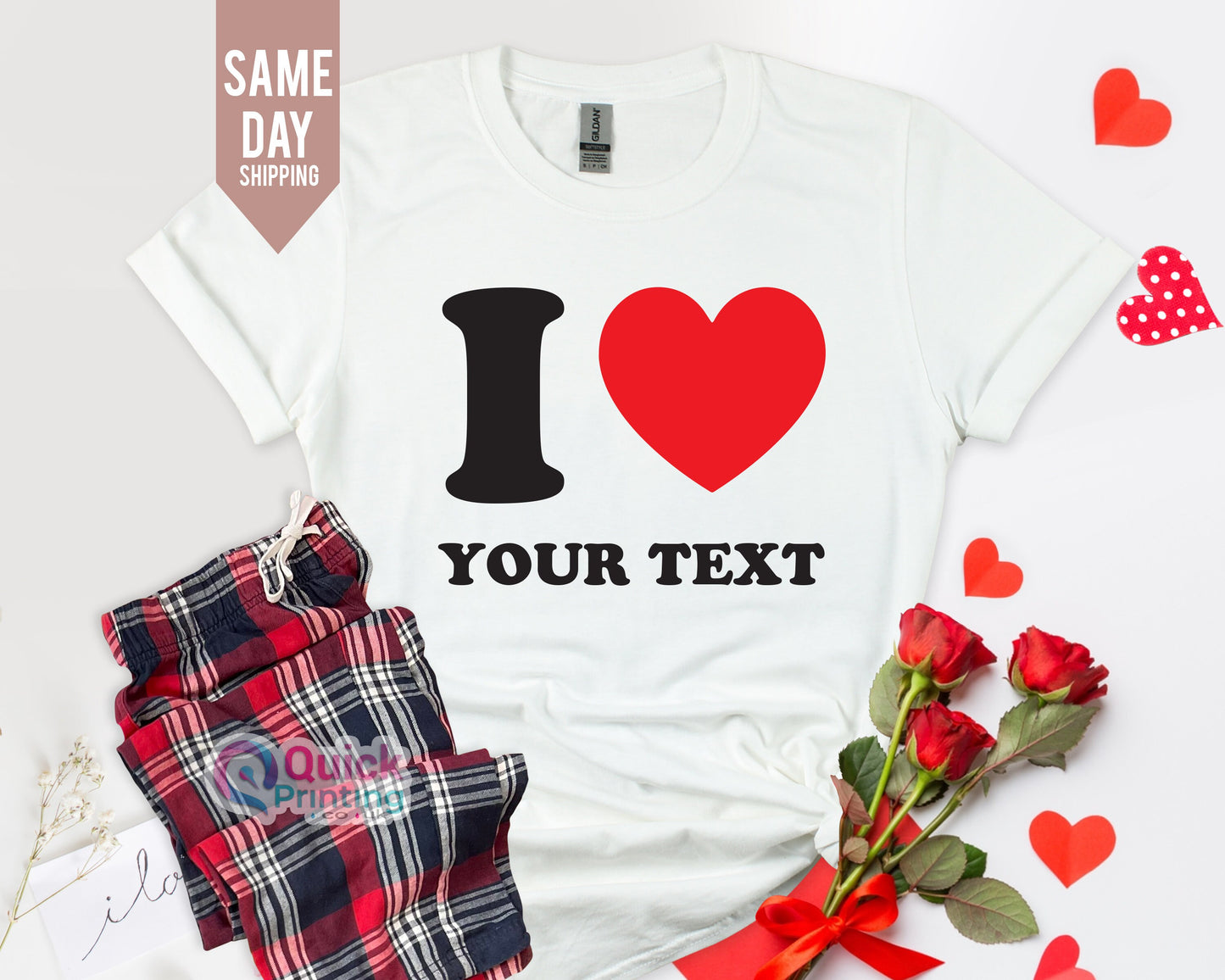 Personalized I Heart T-Shirt & Tartan Pajama Set