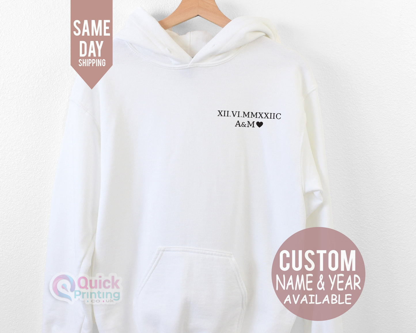 Custom Roman Numeral Hoodie: Personalized Anniversary Date Couple Top
