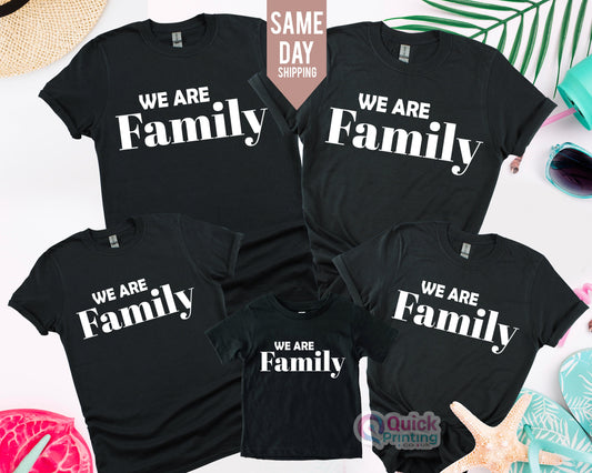 Matching Family Holiday T-Shirts: 'We Are Family' Cotton Tees