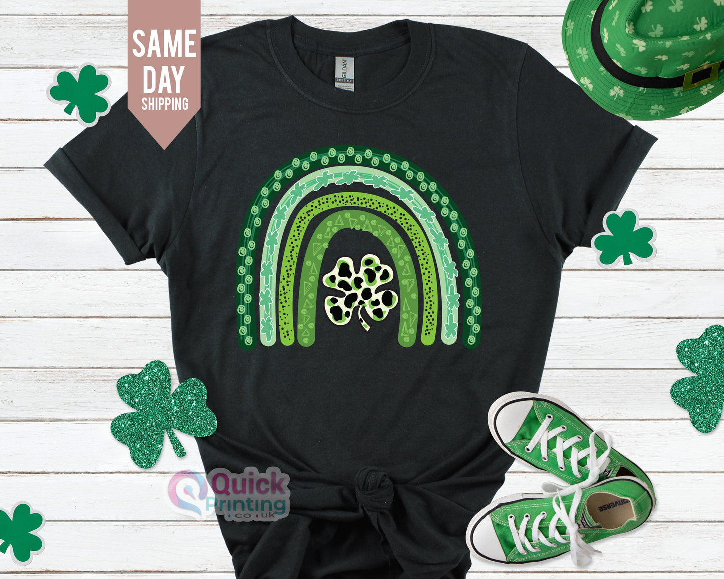 Shamrock Leopard Rainbow St Patrick's Day T-Shirt