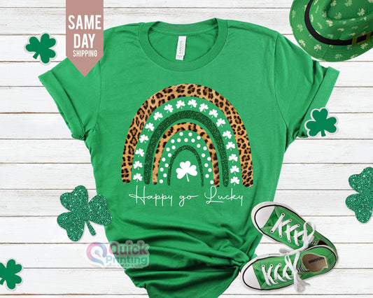 Shamrock Leopard Rainbow St Patrick's Day T-Shirt