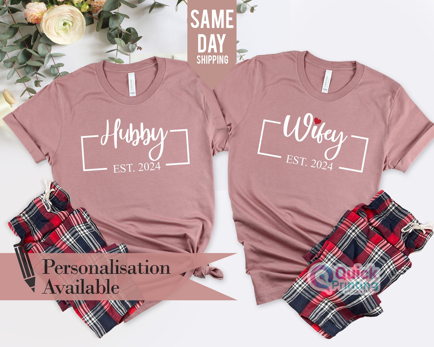 Hubby Wifey Matching Valentine Couple Shirts, Mr Mrs Tshirt 2025, Just Married Tshirt, Honeymoon Tshirt, Valentine Gift for Wife Husband