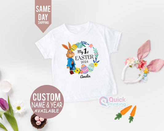 My First Easter Outfit: Rabbit Baby Grow, Personalized Easter Shirt
