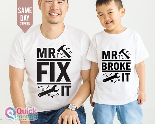 Mr fix it shirt,Father and son matching shirts ,dad tshirt,Men's birthday gift, Father's day tshirt,daddy and son Tee daddy and daughter Tee