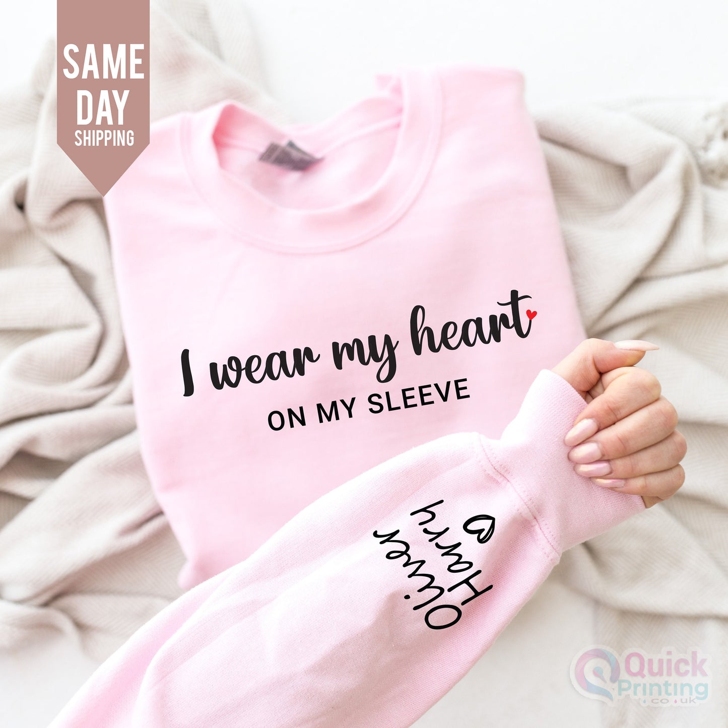 Personalized Mama Sweatshirt: 'Heart on Sleeve' Custom Name Gift