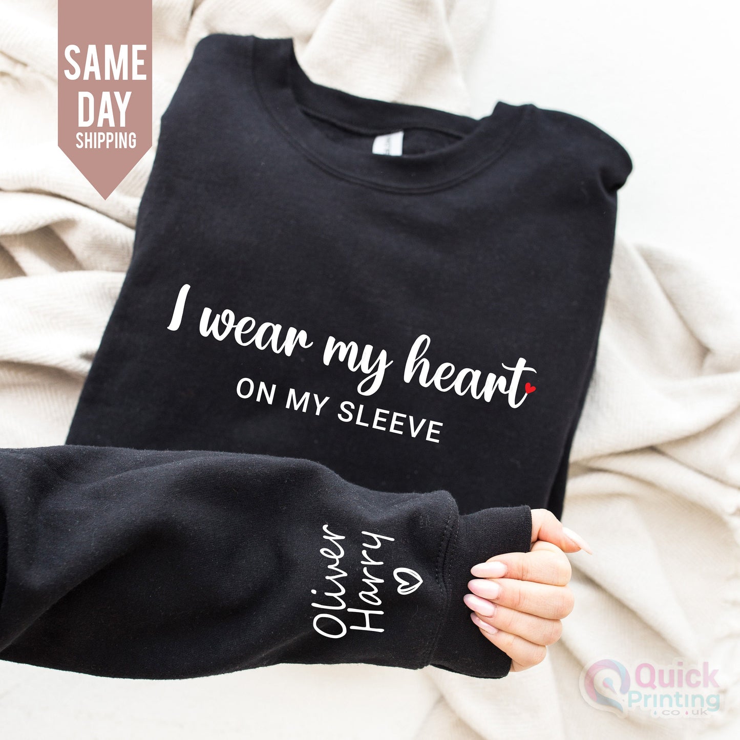 Personalized Mama Sweatshirt: 'Heart on Sleeve' Custom Name Gift