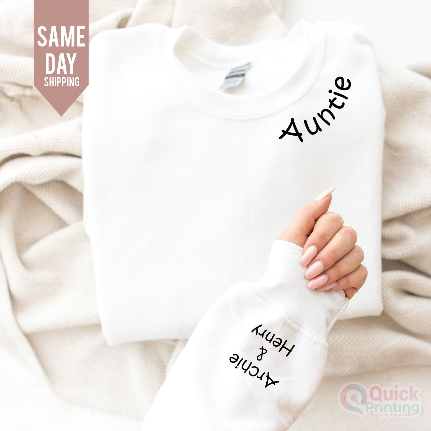 Custom Auntie Sweatshirt: Personalized Name Sleeve Jumper