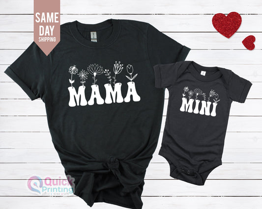 Mama and mini Tshirt, mommy and me, matching shirts, Mothers Day Tee, Matching Tshirt Mother's Day Gift Mummy Birthday Gift, Daughter Son