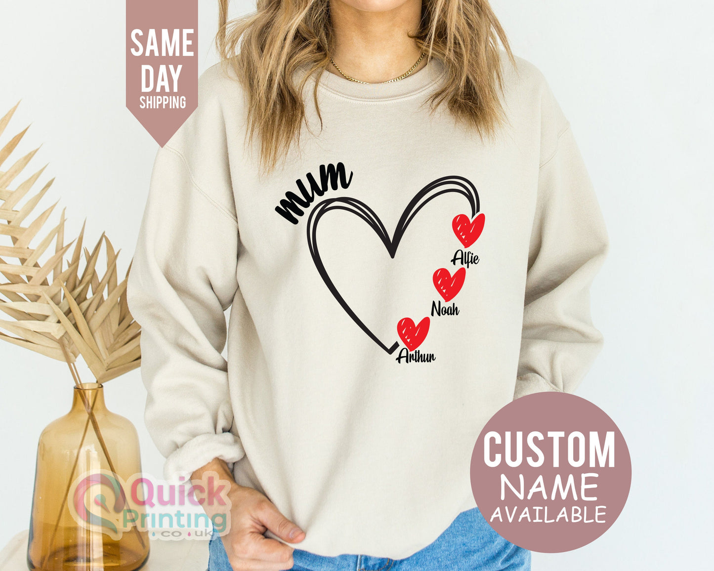 Personalized Mum Heart Sweatshirt: Custom Mama Jumper