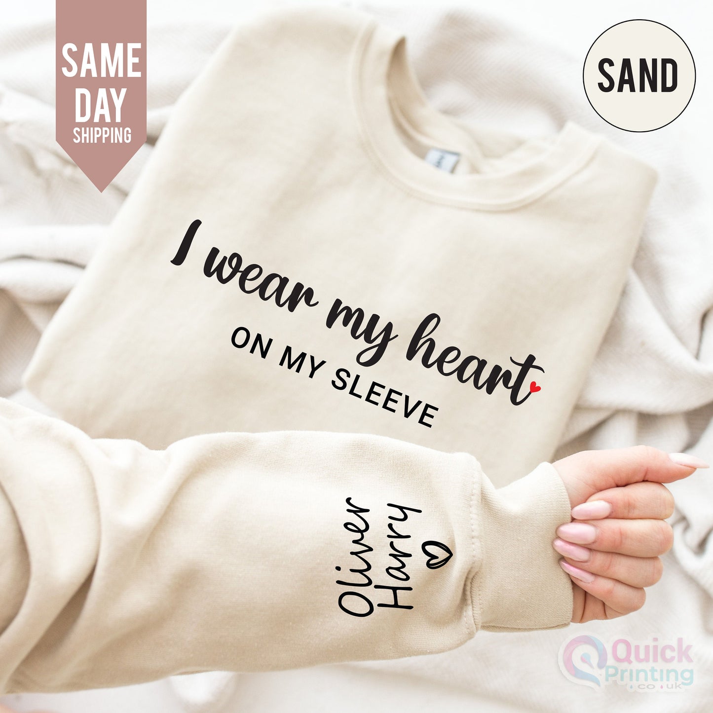 Personalized Mama Sweatshirt: 'Heart on Sleeve' Custom Name Gift