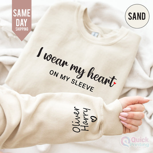 Personalized Mama Sweatshirt: 'Heart on Sleeve' Custom Name Gift