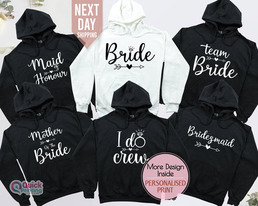 Bride Gift Team Bride Hoodie, Bachelorette Party Hoodie, Hen Party Wedding Party Top, Personalised Hen Party T Shirts, Bridal Party Hoodies