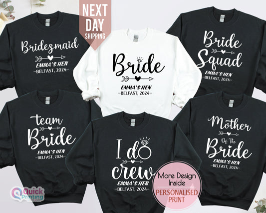 Personalized Bachelorette Party Sweatshirt: Bride & Team Bride