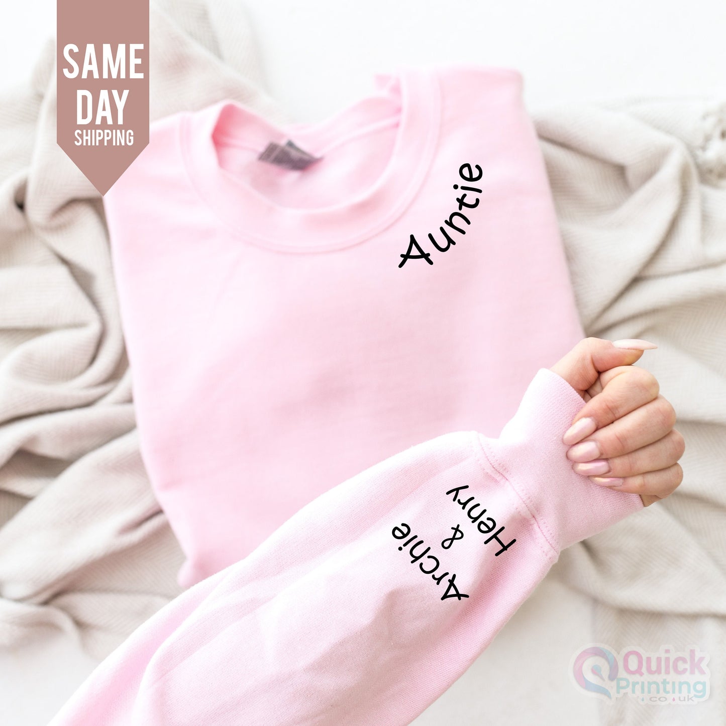 Custom Auntie Sweatshirt: Personalized Name Sleeve Jumper