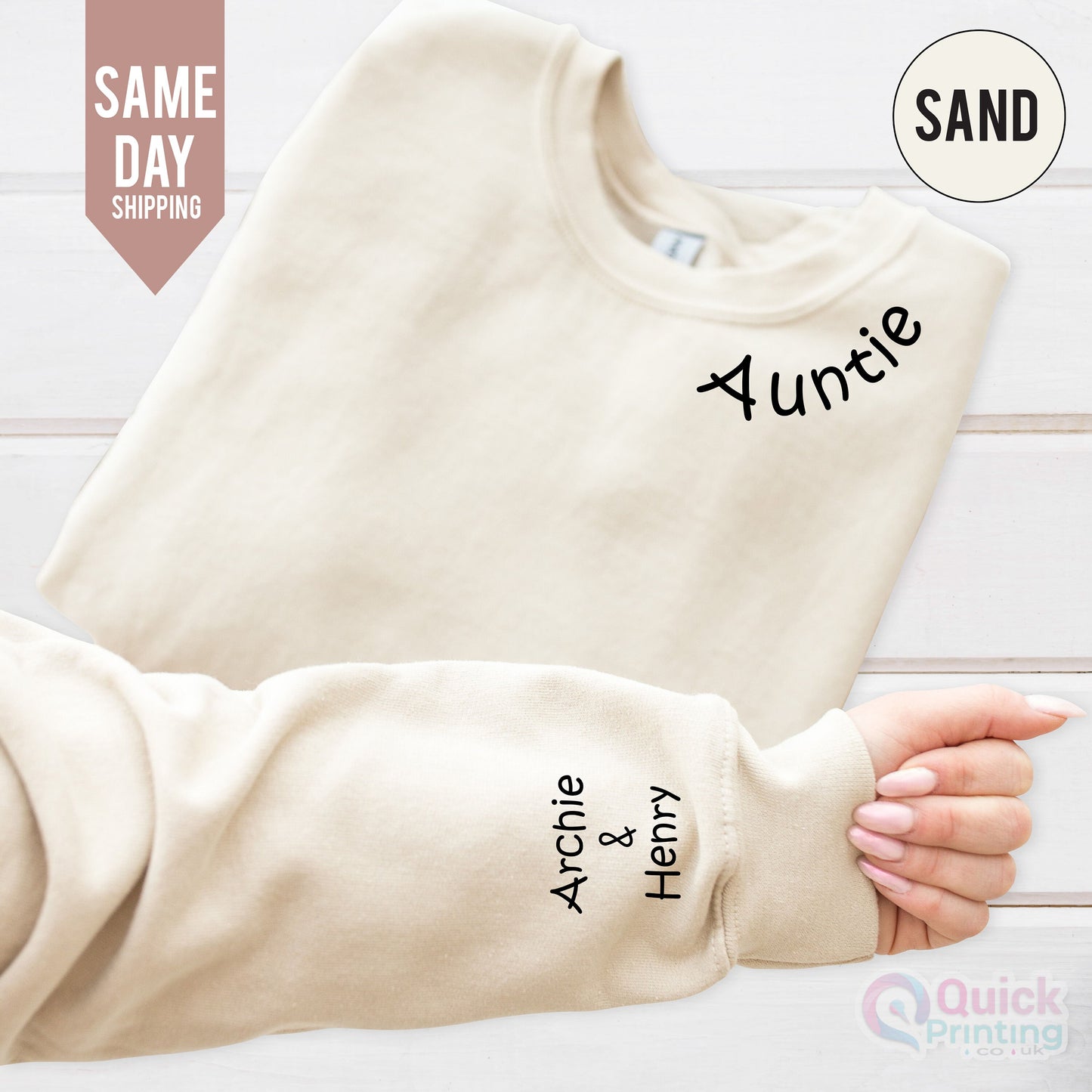 Custom Auntie Sweatshirt: Personalized Name Sleeve Jumper