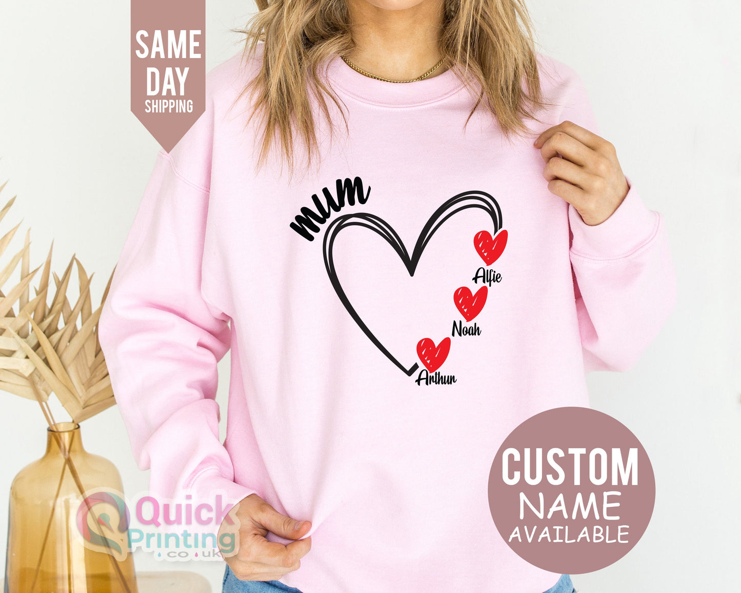 Personalized Mum Heart Sweatshirt: Custom Mama Jumper