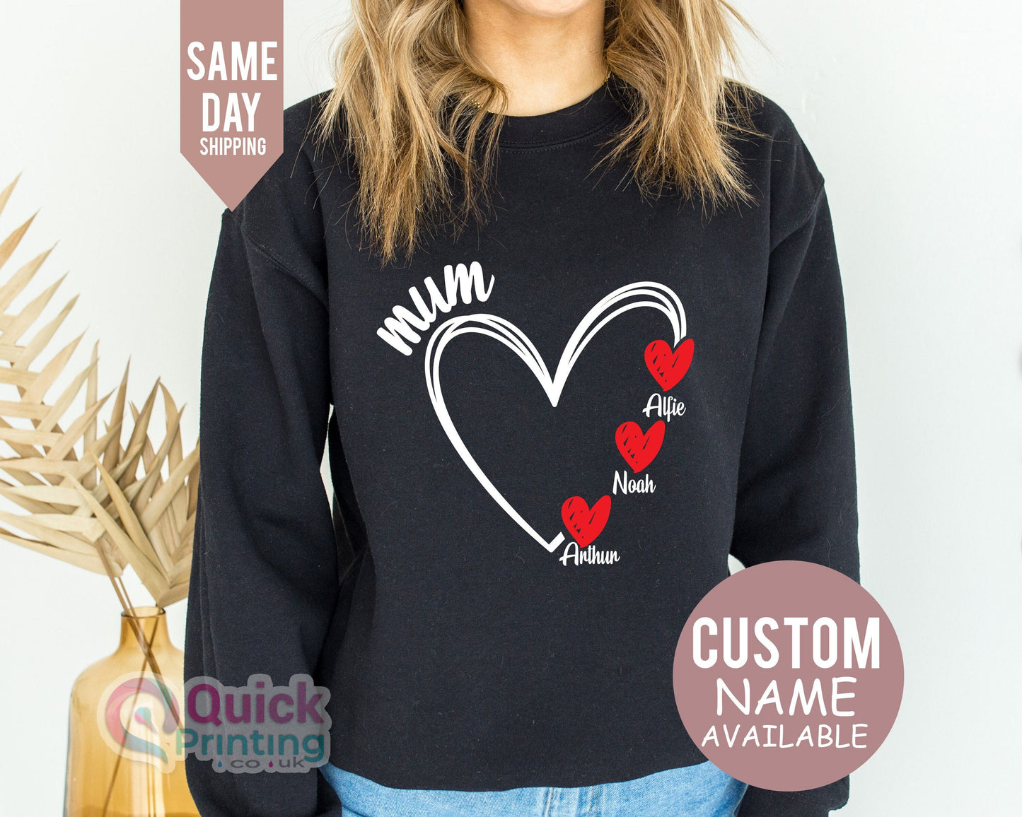 Personalized Mum Heart Sweatshirt: Custom Mama Jumper