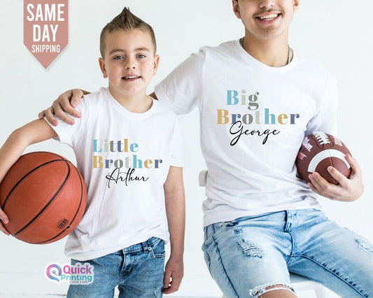 Custom Text Tshirt, Big brother shirt, little brother baby grow, baby bodysuit matching brothers tshirts, big brother little brother Tshirt