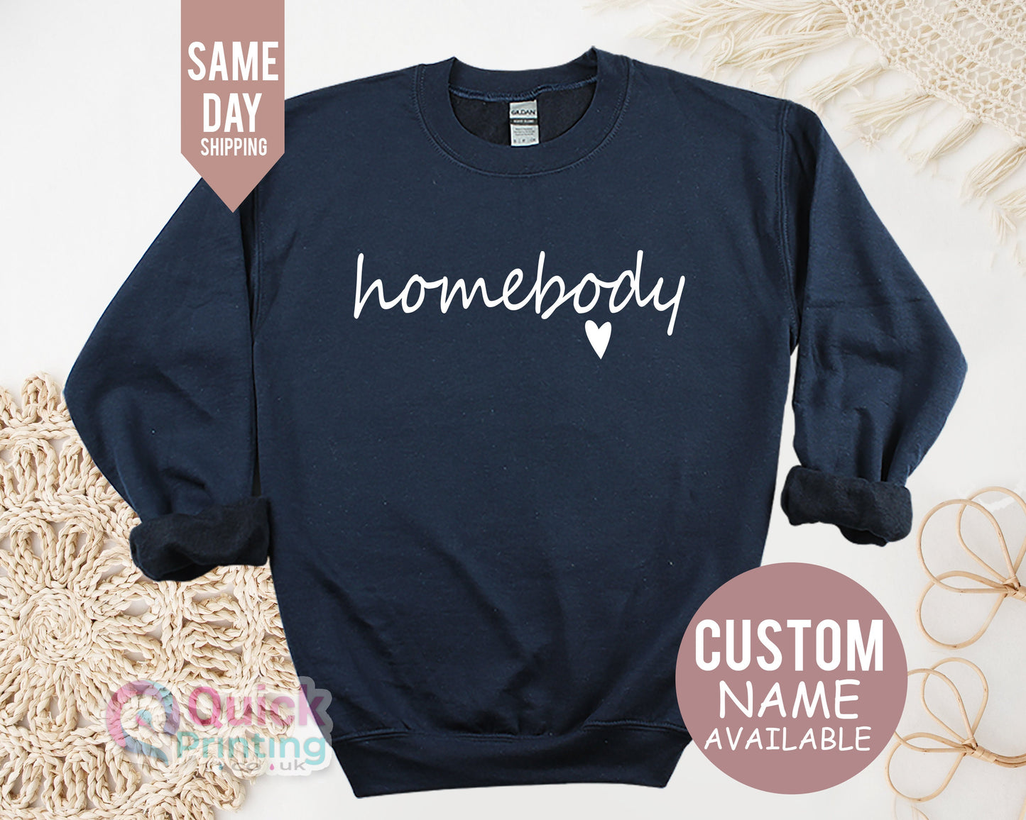 Homebody Sweatshirt: Custom Name, Soft Cotton-Blend Hoodie