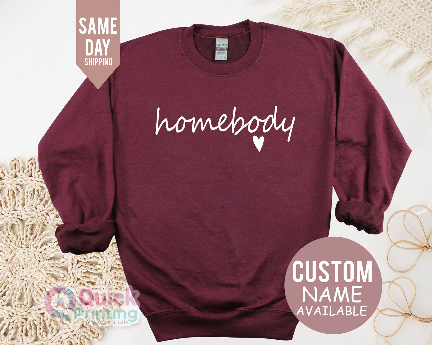 Homebody Sweatshirt: Custom Name, Soft Cotton-Blend Hoodie