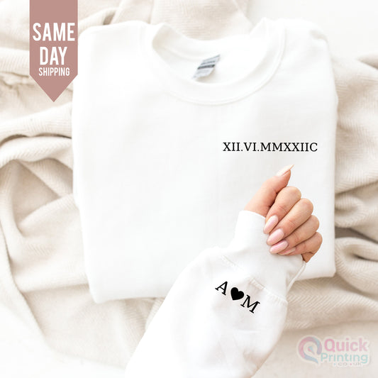 Custom Roman Numeral Sweatshirt: Anniversary Date Couple Hoodie