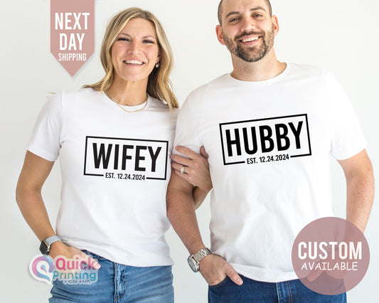 Wifey Hubby Shirt: Matching Wedding Couple T-Shirt