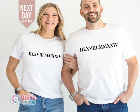 Custom Roman Numeral T-shirts, Roman Numeral Date Gifts for Couples,  Custom Roman Numeral Matching Shirt, Anniversary Date, Est Year 2026