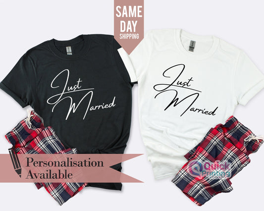 Personalized Just Married T-Shirt: Matching Wedding Tee