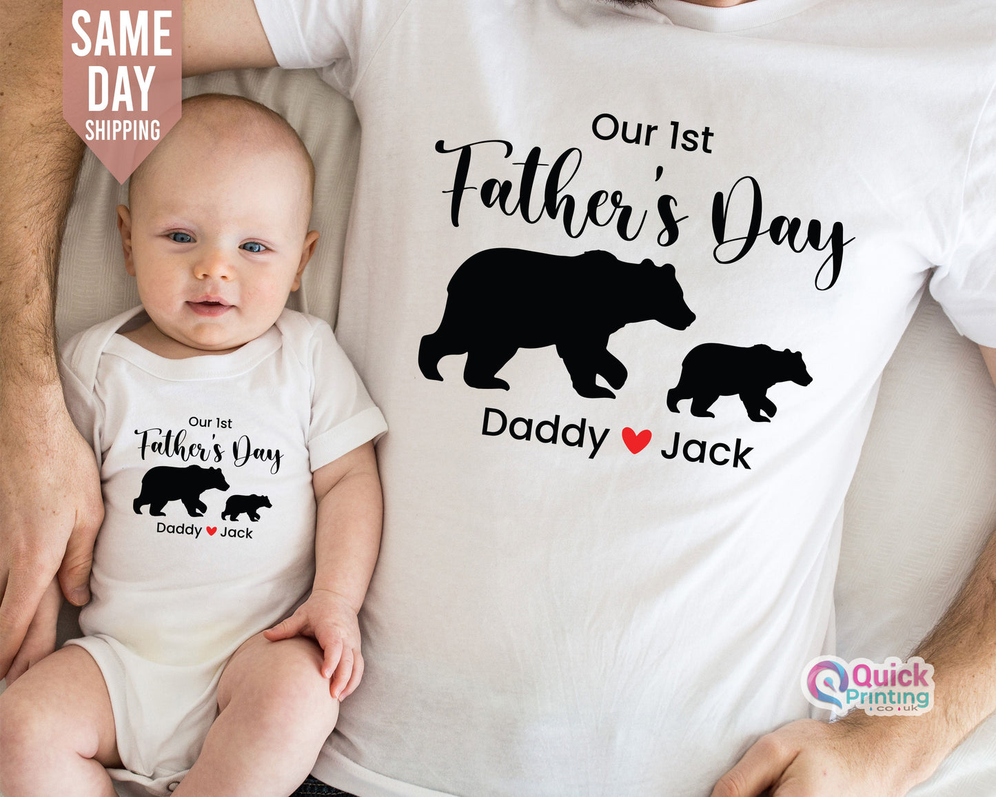 First Father's Day Matching Bear Shirt: Daddy & Me Boysuit