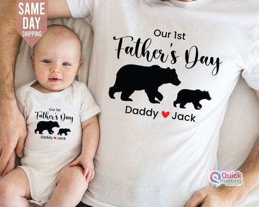 First Father's Day Matching Bear Shirt: Daddy & Me Boysuit