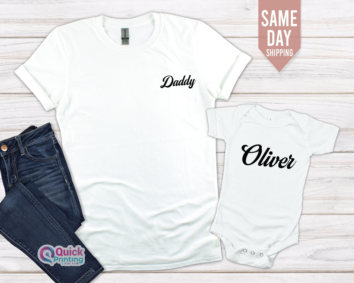 Personalised Daddy Baby, Dad and Baby Matching T-shirt Baby Vest, Daddy Xmas Present, Daddy T-shirt, First Fathers Day Gift, New Baby Gift T