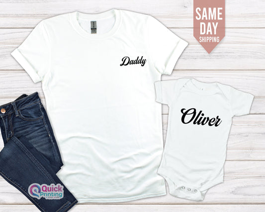 Personalised Daddy Baby, Dad and Baby Matching T-shirt Baby Vest, Daddy Xmas Present, Daddy T-shirt, First Fathers Day Gift, New Baby Gift T