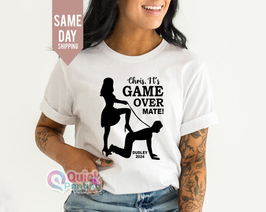 Stag do Tshirt, Personalised Stag Do Tshirts - "It's Game Over Tshirt, Personalised Stag Do Party T-Shirts, Bachelor Night, Costume Tshirt