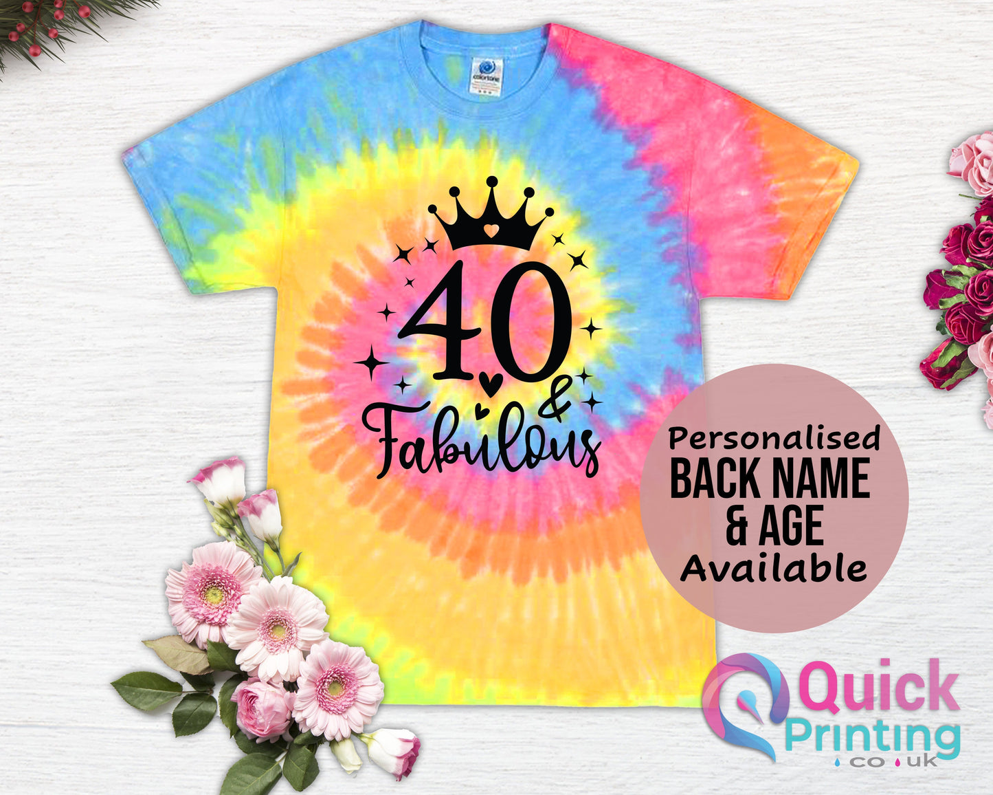 40th Birthday Tie Dye Shirt: Custom Party Crew Tee