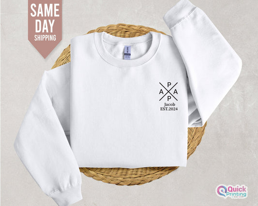 Personalized Papa Sweatshirt: Custom Name & Year Dad Tee