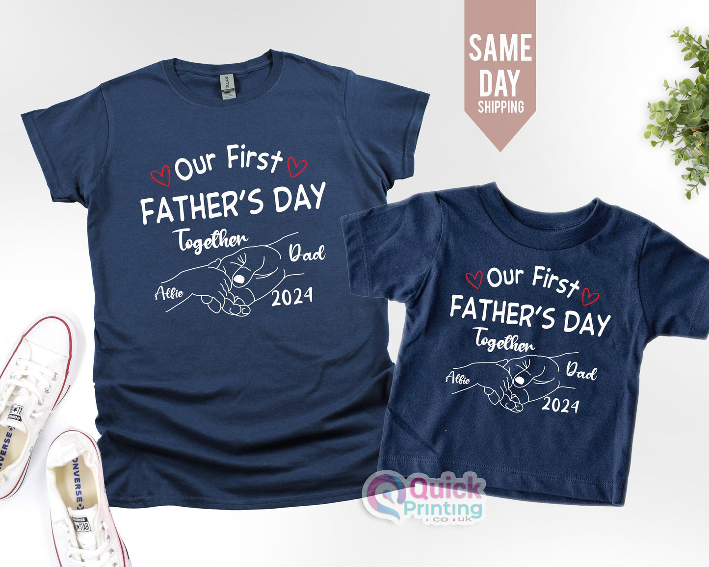 Personalized First Father's Day Shirt: Matching Dad & Baby Outfit